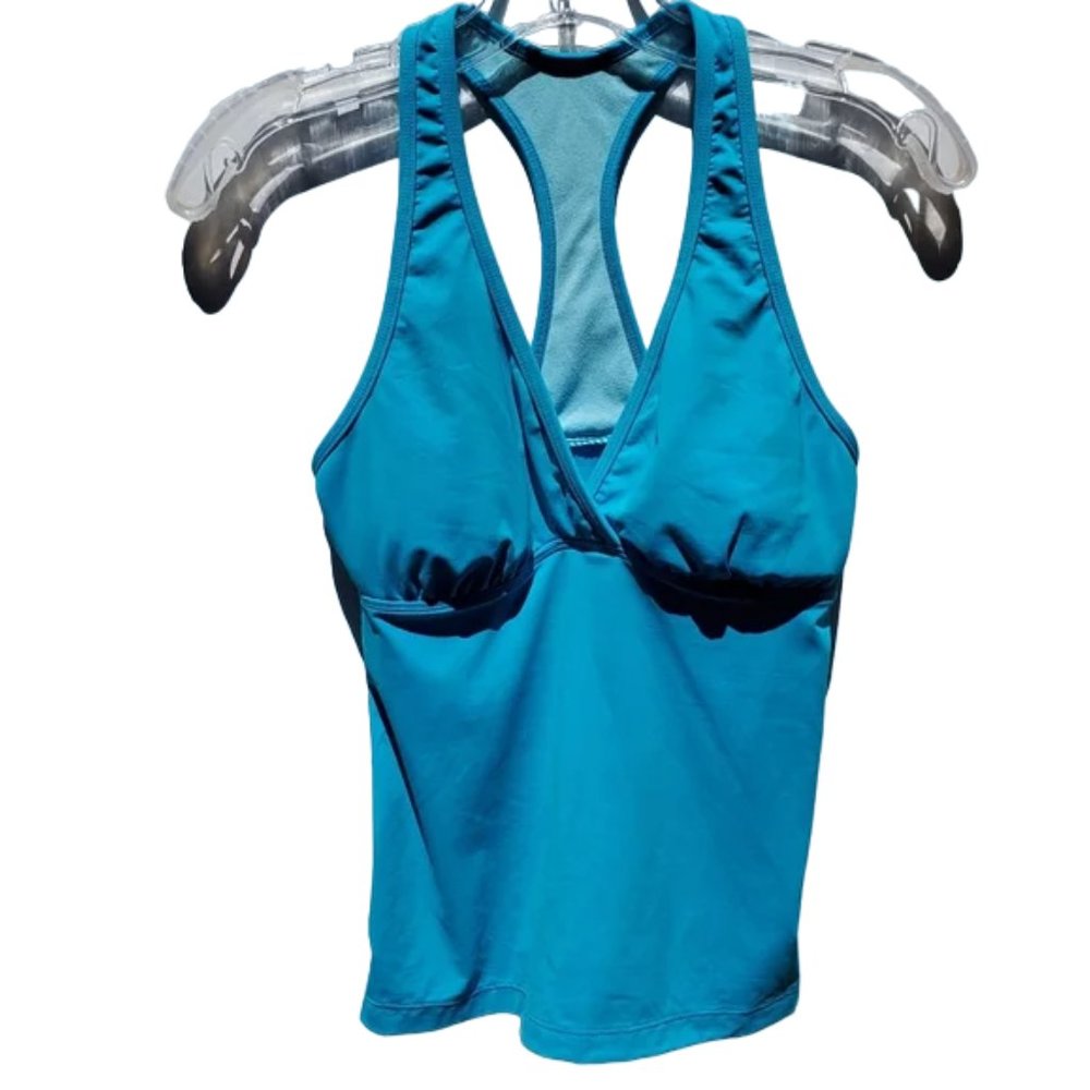 Athleta Tankini Racerback Turquoise Sporty Active Athletic Swimsuit XS